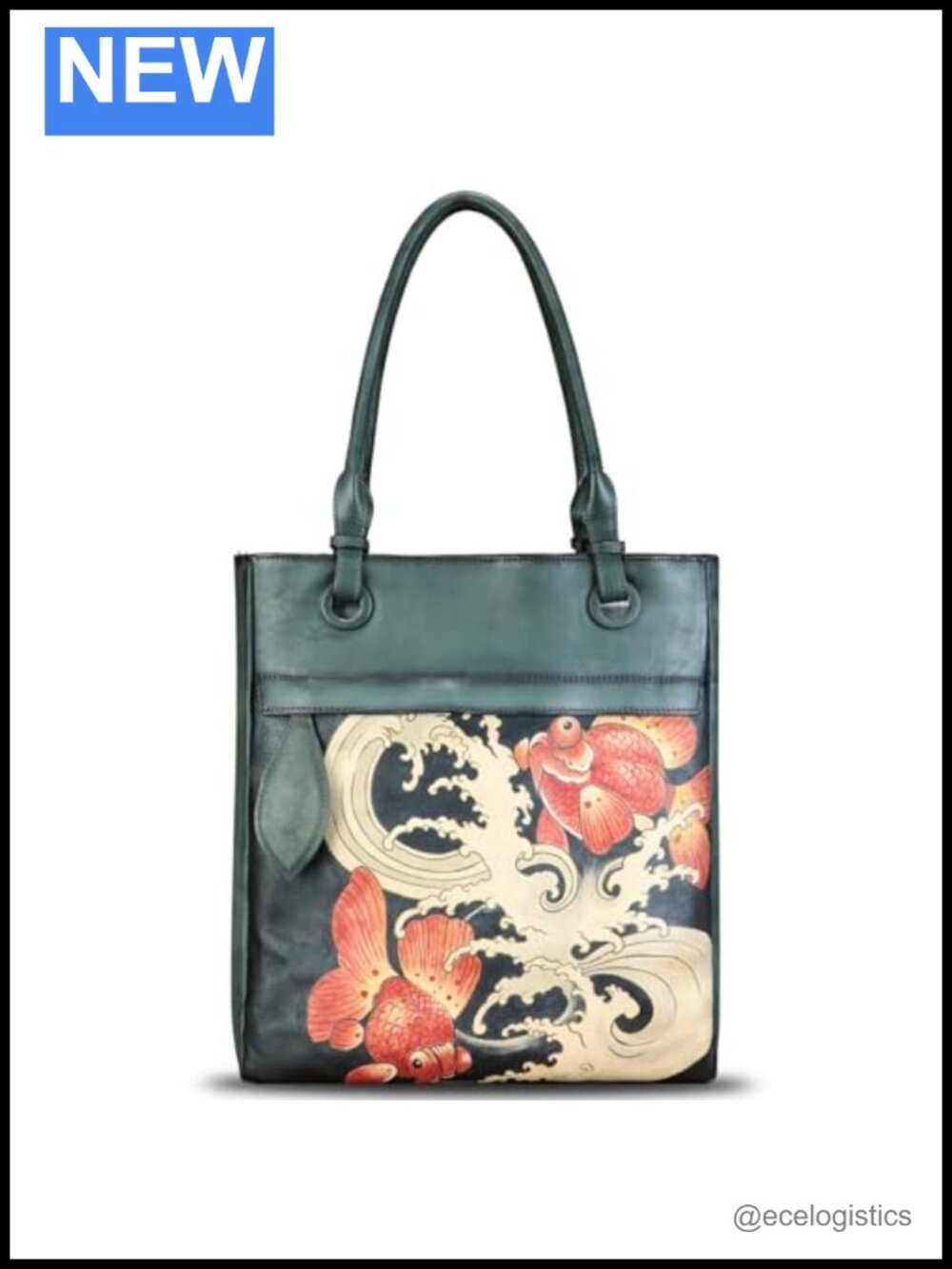 Genuine Leather Hand Painted Satchel Handbag 3 Ways Shoulder Crossbody Work Tote